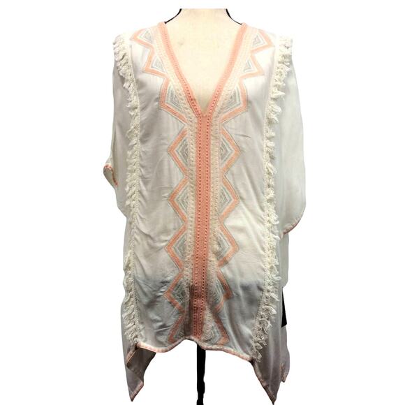 Forever 21 Women's Beach Cover Up Top Boho Bohemian Embroidered Tunic Medium New - Picture 1 of 7